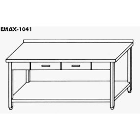    EMAX-1041KR │Munkaasztal alsó polccal,2 db fiókkal,hátsó felhajtással 