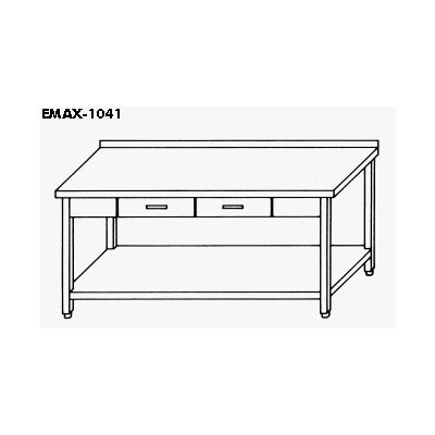    EMAX-1041KR │Munkaasztal alsó polccal,2 db fiókkal,hátsó felhajtással 