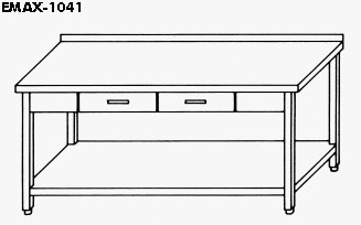  EMAX-1041KR │Munkaasztal alsó polccal,2 db fiókkal,hátsó felhajtással 
