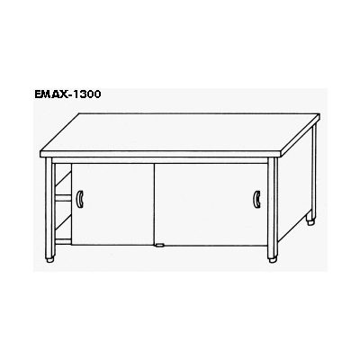    EMAX-1300KR │Munkaasztal 3 oldalon zárt,elől tolóajtóval,alsó és közbenső polccal