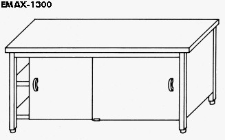  EMAX-1300KR │Munkaasztal 3 oldalon zárt,elől tolóajtóval,alsó és közbenső polccal
