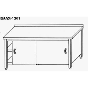EMAX-1301KR │Munkaasztal 3 oldalon zárt,elől tolóajtóval,alsó és közbenső polccal,hátsó felhajtással    EMAX-1301KR │Munkaasztal 3 oldalon zárt,elől tolóajtóval,alsó és közbenső polccal,hátsó felhajtással