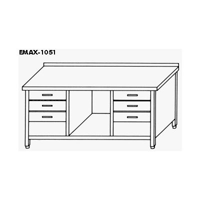    EMAX-1051KR │Munkaasztal alsó polccal,6 db fiókkal,hátsó felhajtással